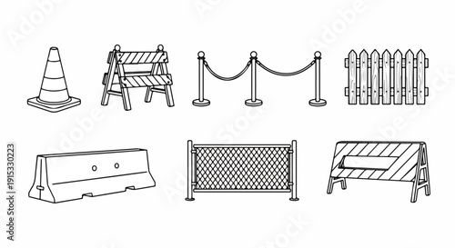 Assorted construction and safety equipment in a single image Vector