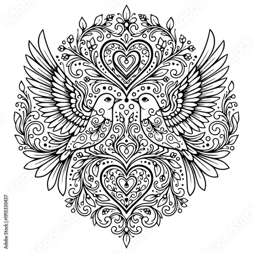 Hand drawn set of flying birds illustration, vintage engraved style pigeon or dove sketch isolated on white.