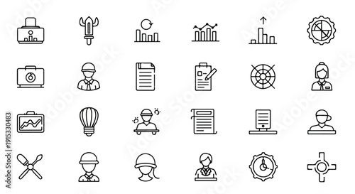 A collection of icons representing various professions and activities Vector