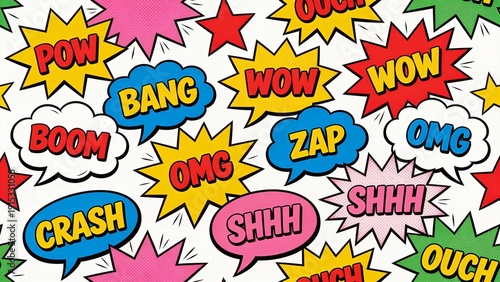 Colorful Comic Speech Bubbles Pop Art Background