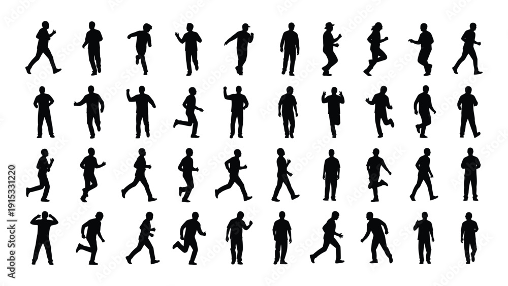 Fototapeta premium Diverse group of people engaged in various activities and sports isolated on white background, Vector