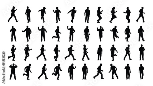 Diverse group of people engaged in various activities and sports isolated on white background, Vector