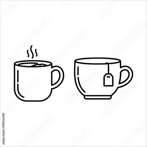 Two tea cups with and without a tea bag