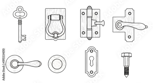 A collection of various types of keys and locks from different time periods Vector