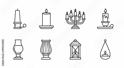 A collection of various types of lamps and lighting fixtures Vector