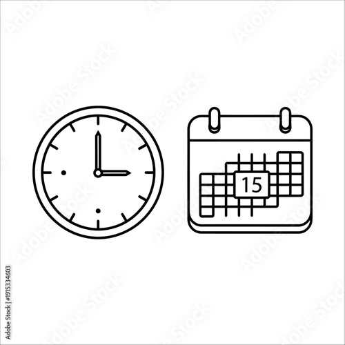 A clock and calendar on a white background