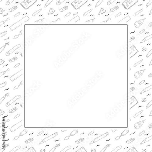 Hand drawn artist tool square frame background