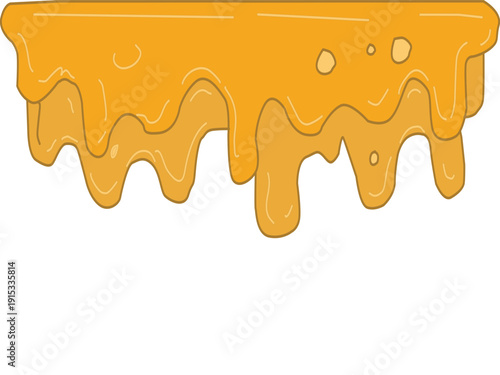 Melting cheese drip background. Smooth cheddar sauce pattern. Minimal liquid dairy splash texture for food design. Tasty snack topping abstract illustration wallpaper.
