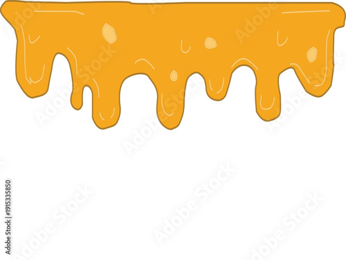 Melting cheese drip background. Smooth cheddar sauce pattern. Minimal liquid dairy splash texture for food design. Tasty snack topping abstract illustration wallpaper.