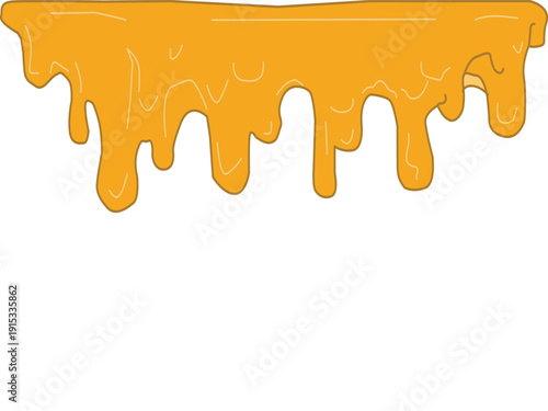 Melting cheese drip background. Smooth cheddar sauce pattern. Minimal liquid dairy splash texture for food design. Tasty snack topping abstract illustration wallpaper.
