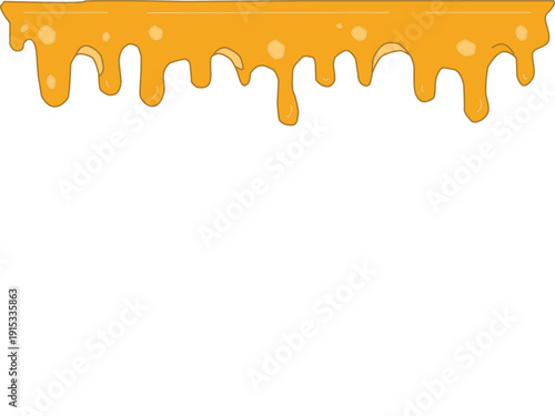Melting cheese drip background. Smooth cheddar sauce pattern. Minimal liquid dairy splash texture for food design. Tasty snack topping abstract illustration wallpaper.