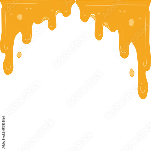 Melting cheese drip background. Smooth cheddar sauce pattern. Minimal liquid dairy splash texture for food design. Tasty snack topping abstract illustration wallpaper.