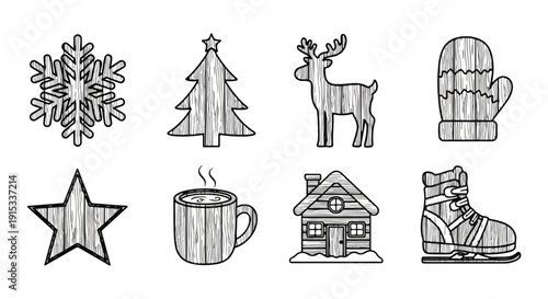 Winter-themed illustrations showcasing various seasonal elements and activities Vector