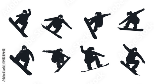 Dynamic Silhouettes of Snowboarders Performing Aerial Tricks and Jumps