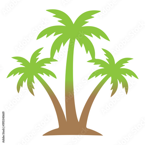 Tropical Palm Tree Vector Illustration, Summer Beach Palm Silhouette, Exotic Island Coconut Tree Clipart, Nature Vacation Logo Design, Minimal Palm Tree Icon Isolated on White Background