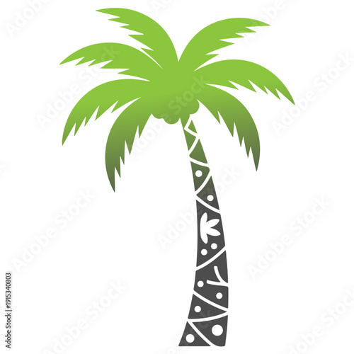 Tropical Palm Tree Vector Illustration, Summer Beach Palm Silhouette, Exotic Island Coconut Tree Clipart, Nature Vacation Logo Design, Minimal Palm Tree Icon Isolated on White Background