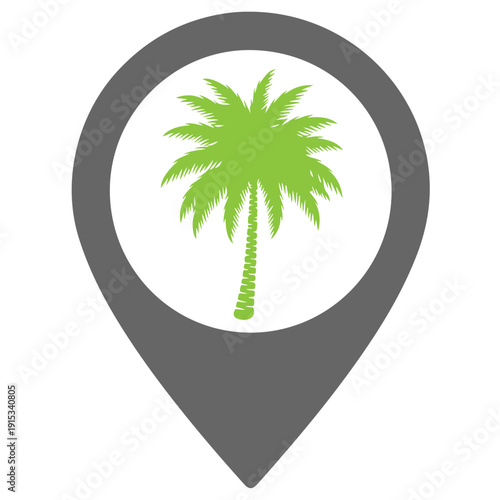 Tropical Palm Tree Vector Illustration, Summer Beach Palm Silhouette, Exotic Island Coconut Tree Clipart, Nature Vacation Logo Design, Minimal Palm Tree Icon Isolated on White Background