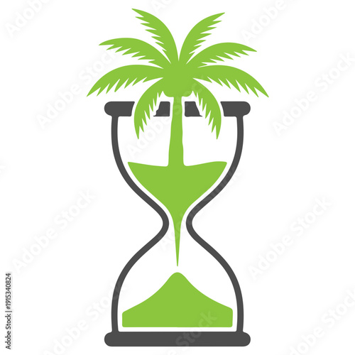 Tropical Palm Tree Vector Illustration, Summer Beach Palm Silhouette, Exotic Island Coconut Tree Clipart, Nature Vacation Logo Design, Minimal Palm Tree Icon Isolated on White Background