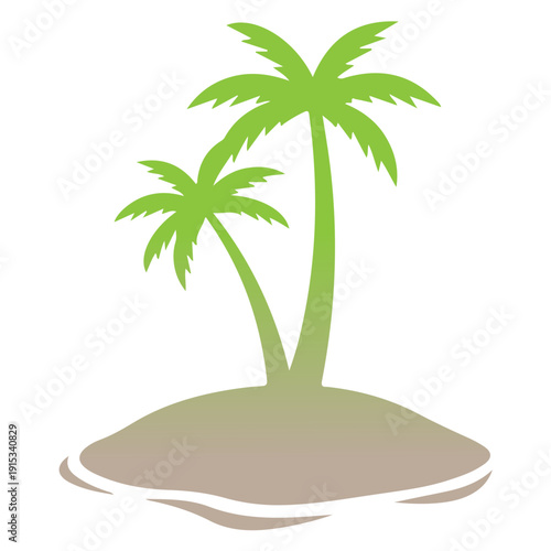 Tropical Palm Tree Vector Illustration, Summer Beach Palm Silhouette, Exotic Island Coconut Tree Clipart, Nature Vacation Logo Design, Minimal Palm Tree Icon Isolated on White Background