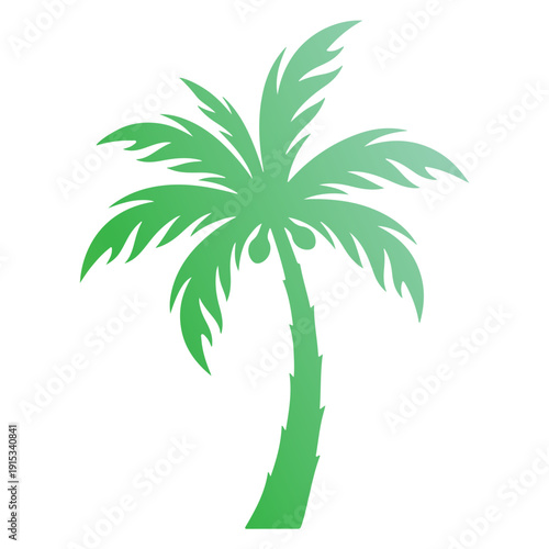 Tropical Palm Tree Vector Illustration, Summer Beach Palm Silhouette, Exotic Island Coconut Tree Clipart, Nature Vacation Logo Design, Minimal Palm Tree Icon Isolated on White Background