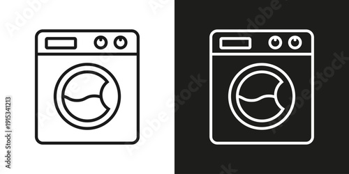 Washing machine - vector editable line icon.