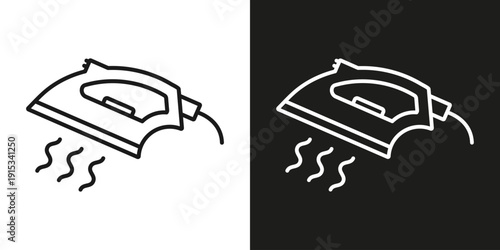 Steam Iron - vector editable line icon.
