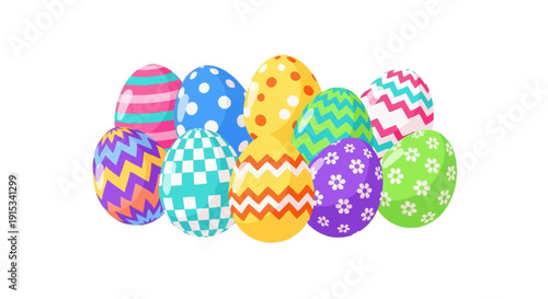 Vibrant Collection of Assorted Decorative Easter Eggs with Fun and Festive Patterns for a Joyful Spring Celebration