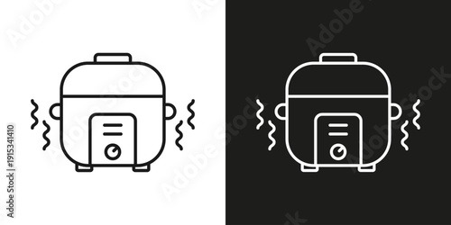 Multicooker or steamer - vector editable line icon.