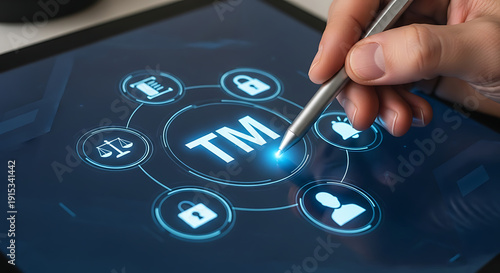 Trademark Registration Process Visualizing Digital Interface and Patent Protection