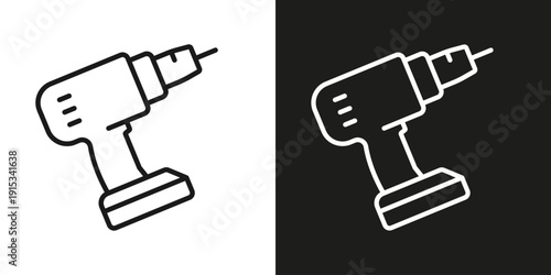 Electric Drill - vector editable line icon.