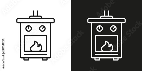 Electric Fireplace - vector editable line icon.
