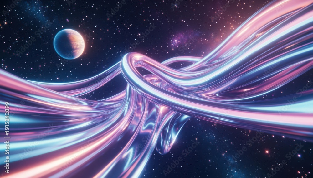 Obraz premium Interlaced iridescent ribbons cosmos