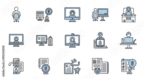 Online Job Application and Recruitment Process Icons