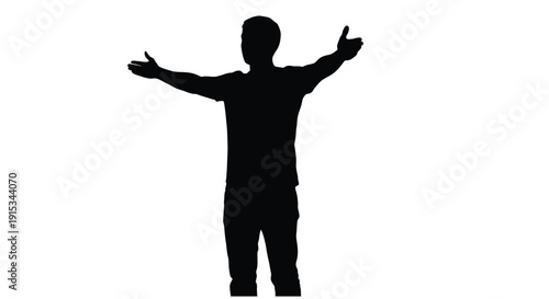 Silhouette of a man with arms outstretched in a welcoming gesture