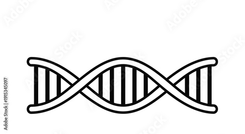 Simple black and white illustration of a double helix dna structure