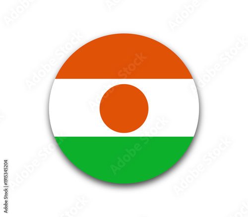 Free Download Niger flag icon in a circle with shadow, national symbol for country, vector illustration, patriotic concept. - GFXLoad
