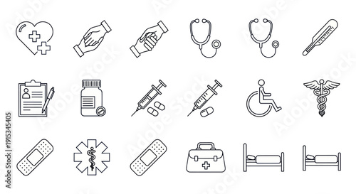Medical Icons: Health, Care, and Treatment Symbols