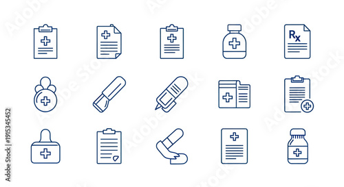 Medical Icons Set: Healthcare, Pharmacy, and Clinic Symbols