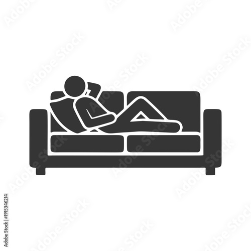 ソファでくつろぐ人物のシルエットアイコン