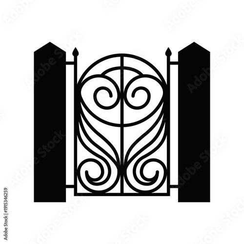 Gate icon vector. Wicket illustration sign. Fence symbol or logo.