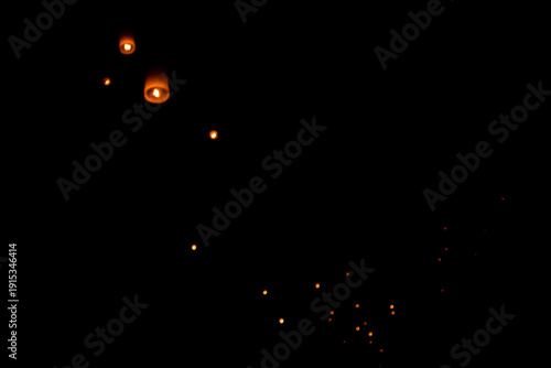 Bild auf Leinwand lanna Fly Lantern  isolated on black