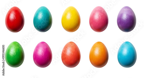 Easter eggs in various colors isolated on transparent background