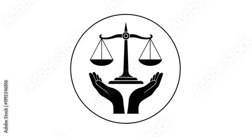 Symbolic illustration of hands supporting a justice scale, representing collective responsibility, equality, and community support for human rights and social justice initiatives.