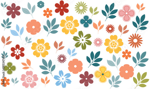 Seamless vector floral pattern with vibrant colorful flowers on a white background. Perfect for textile, wallpaper and graphic design projects.