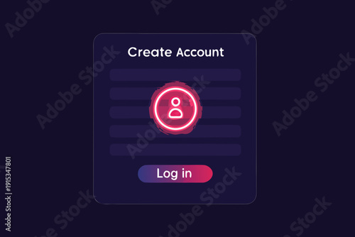 Digital interface displaying a create account screen with a user icon