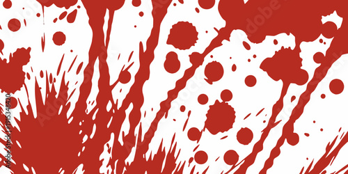 Abstract red and white splatter pattern with varying sized droplets