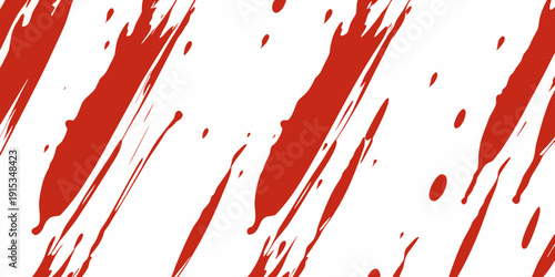 Abstract red splatters and streaks on a white background