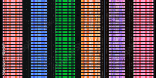 Abstract pattern of colorful rectangular blocks arranged in vertical columns