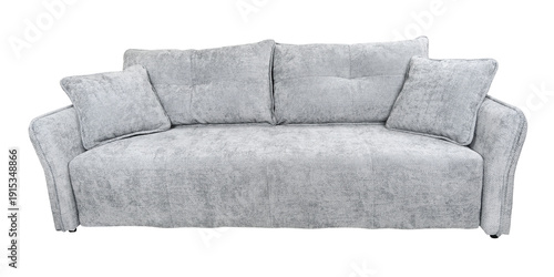 Wallpaper Mural Modern grey sofa with cushions isolated on a transparent background. Front view. PNG. Torontodigital.ca