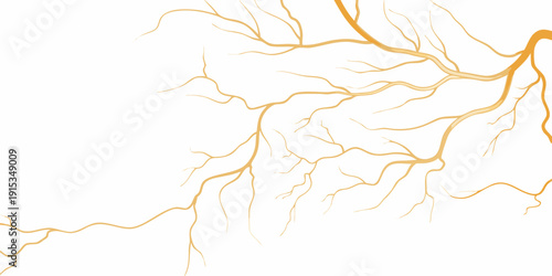 Abstract golden branches against a plain white background